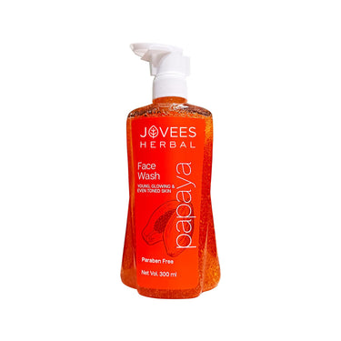 Jovees Herbal Papaya Face Wash For Glowing and Clear Skin with Papaya & Bilberry fruit Ext | Gentle Cleanser For Brightens Skin, Removes Pigmentation & Dark Spots | Suitable For All Skin Types - 300ml
